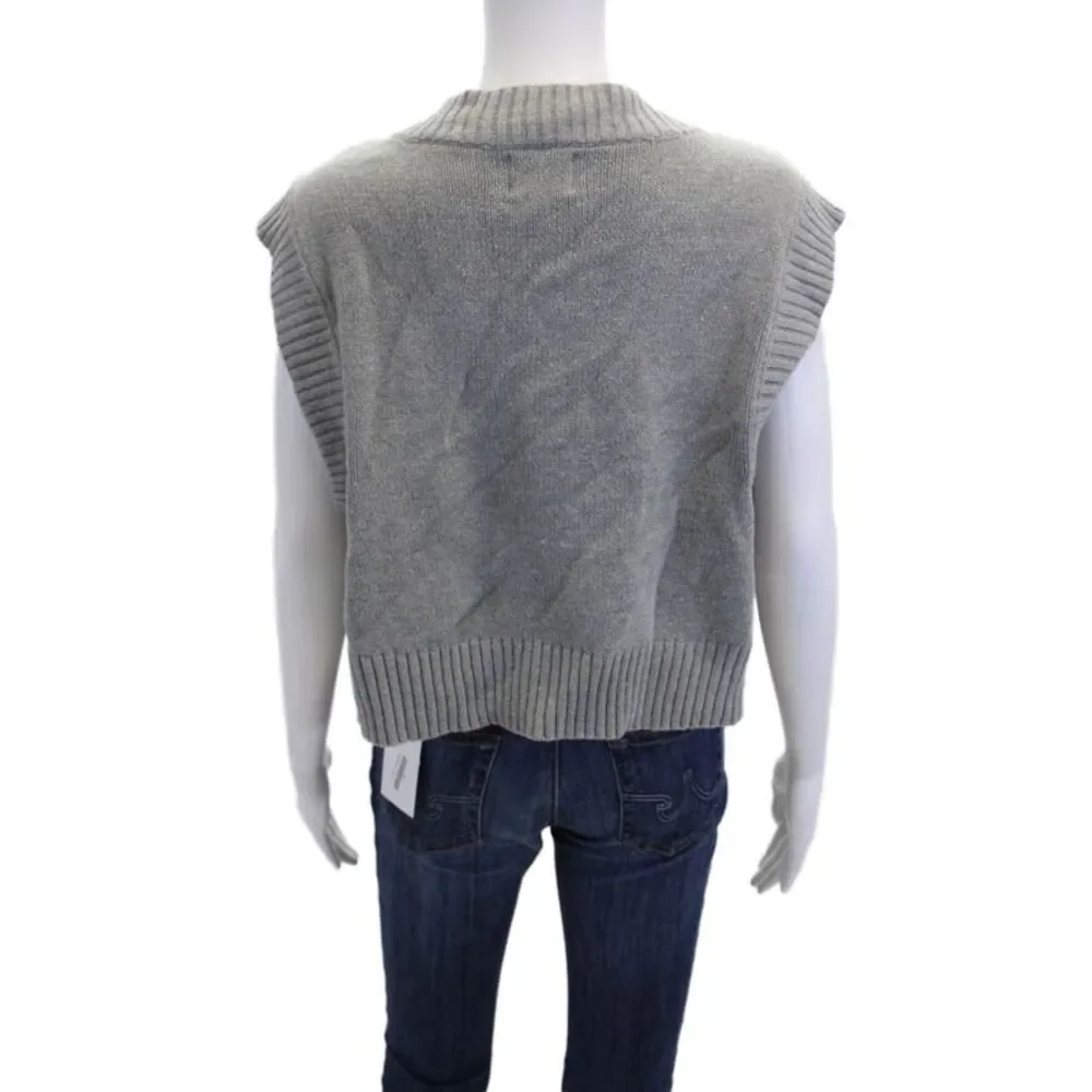 Urban Outfitters Womens Cotton V Neck Cropped Sweater Vest Gray Size XS
